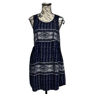Roxy Womens Argyle Babydoll Mini Dress Swing Skater Boho Peasent Beach M Hippie